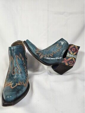 Ariat x Pendleton 10038474 Turquoise Leather Aztec Ankle Boots Size 8.5